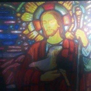 Jesus With Sheep Framed Art Shimmery Look